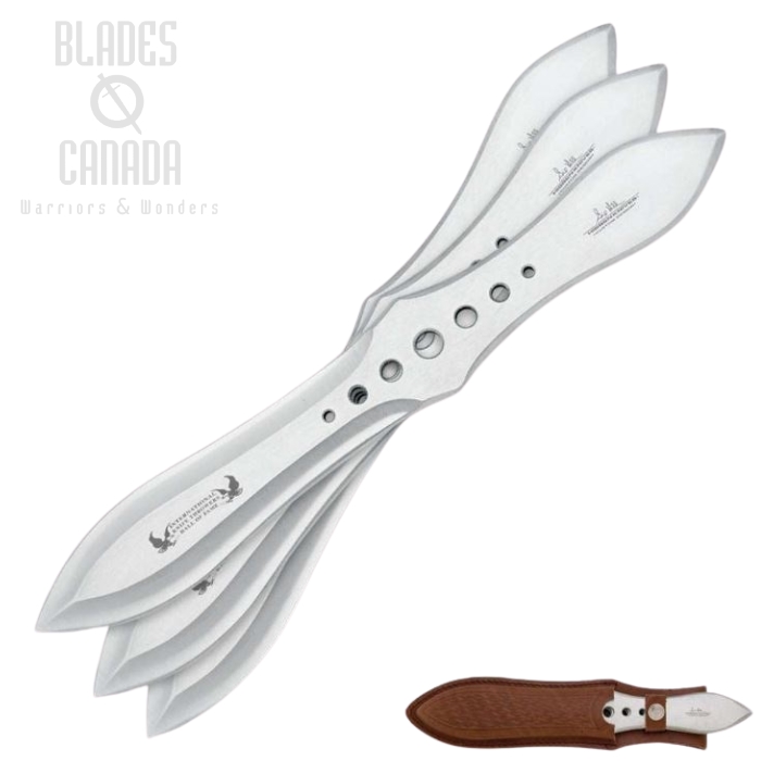 Gil Hibben Competition Large Triple Throwing Knife Set, Leather Sheath, GH2033
